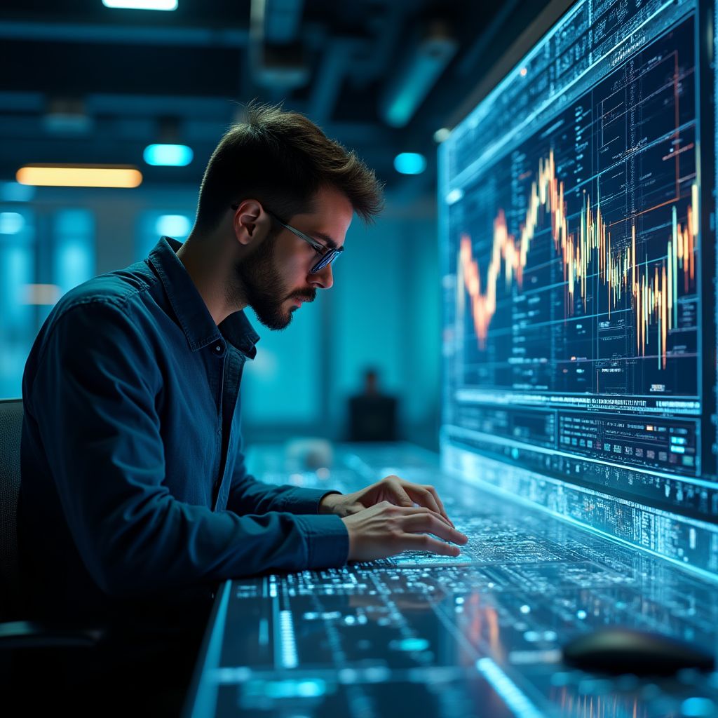 Especialista en datos analizando tendencias financieras